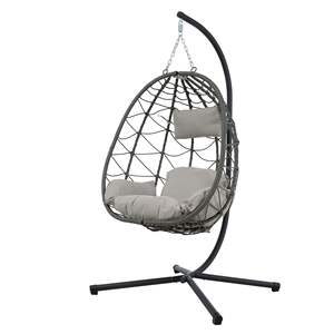 Fauteuil suspendu en forme d'œuf pour intérieur/extérieur avec support, fauteuil suspendu en osier pour patio, chambre à coucher, salon - Product Image 4