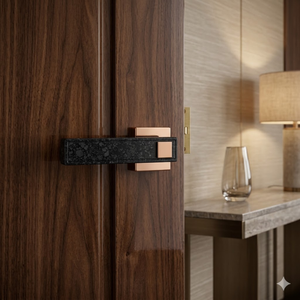 Juego de Manijas para Puerta de Entrada de Mármol Auténtico |   Puerta Principal de Acero Inoxidable de Primera Calidad con Acabado PVD Negro Grafito Antiguo para Dormitorio u Oficina - Product Image 2