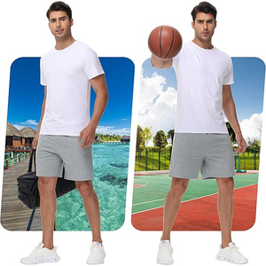 Shorts amples en molleton avec cordon de serrage et poches, bas décontractés en coton épais, 100 % coton, couleur unie, chauds et confortables pour l'hiver - Product Image 5