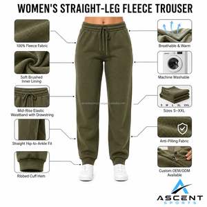 Women's Premium Fleece Jogger Pants High Waist Soft Cotton Blend Sweatpants Casual Fitness <b>Trousers</b> Wholesale OEM ODM - Product Image 6