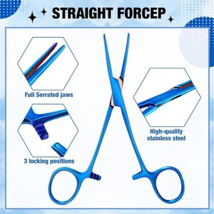 Hemostat Curved and Straight Hemostat Forceps <b>Piercing</b> Pliers Forceps, Stainless Steel Straight and Curved Pliers Surgery Tools - Product Image 3