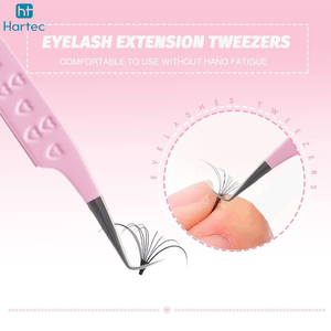 90 Degree L-Shape Precision Lash Tweezer with Embossed Heart Grip Anti-Slip Pink Color Tweezers for Volume <b>Fans</b> and Isolation - Product Image 6