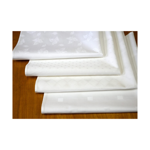 Serviette en coton jacquard damassé blanc certifiée GOTS, écologique et de qualité supérieure, 45x45 cm, 200 GSM, pour hôtel, restaurant et banquet - Product Image 3