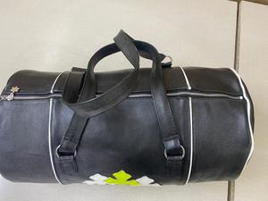 <b>Leather</b> Embroidered Cross Pattern Duffel <b>Bag</b> Large Capacity Zipper Closure Unisex Black and Multicolor Gym Travel <b>Bag</b> - Product Image 3