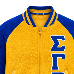 เสื้อแจ็คเก็ตบอมเบอร์แบบกลับด้านได้สำหรับผู้หญิง Sigma Gamma Rho ผ้าเชอร์ปาอุ่นสบาย ขนฟลีซสองด้าน สำหรับชมรมพี่น้องชาวกรีก สวมใส่ได้ในฤดูหนาว สไตล์ลำลอง - Product Image 3