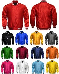 Easy To Wear Satin Varsity Jacket OEM High Quality Custom <b>Stand</b> Collar Button down Long Sleeves Heavy <b>Weight</b> Unique Design - Product Image 2