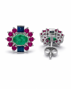 Boucles d'oreilles émeraude en argent sterling 92,5 KLST-30234 - Product Image 2