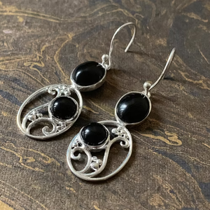 Black Onyx Gemstone 925 <b>Sterling</b> <b>Silver</b> Earrings Elegant Handmade Classic Statement Lightweight Jewelry Gift - Product Image 2