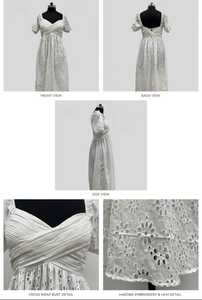 Vestido Midi Boho Blanco con Bordado Floral Calado, Manga Abullonada, Escote Corazón, Corte A y Ajuste Holgado, Vestido Casual de Verano - Product Image 4