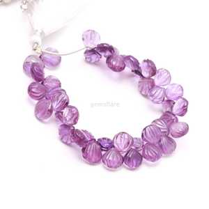 Natural <b>Pink</b> Amethyst Carved Shell Beads 9-10MM Hand Carved Side <b>Drilled</b> Gemstone Beads <b>Pink</b> Amethyst Loose Beads For Jewelry - Product Image 3
