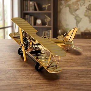 Metal Airplane <b>Model</b> Decor Aircraft Glider Biplane Showpiece for Entrance Home Office Desktop Table Decorative Statue - Product Image 4