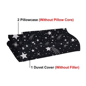 Set Copripiumino 3D Effetto Pioggia di Meteore Nero Scintillante per Arredamento Camera da Letto - Misura Super King Leggero 3 Pezzi - Product Image 5