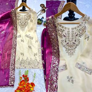 เสื้อปาร์ตี้ดีไซน์ใหม่พร้อมกางเกงพลลาโซ่ ผ้าคลุมไหล่แฟนซี และงานปัก - Product Image 5