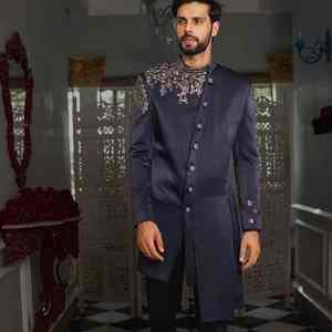 Sherwani Royal Dulha Premium para Hombre, Traje Tradicional Indio y Pakistaní para Bodas, Protección Solar, Sin Arrugas - Product Image 6