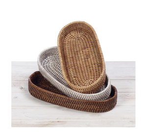 Decorative Rattan Serving Storage Tray For Coffee Snacks Breakfast Multipurpose Stylish Wicker <b>Vanity</b> Tray For Kitchen Tableware - Product Image 3