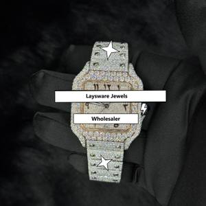 Reloj de Lujo de Alta Gama con Moissanita, Personalizado, de Acero Inoxidable, Estilo Hip Hop, con Esfera de Cristal Analógica y Movimiento Mecánico, Unisex - Product Image 1
