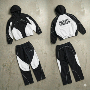 Rexfit Sports Best 2025 Custom Reflective Men Jogger Set Windbreaker Jacket and Pants Wholesale OEM <b>Wind</b> <b>Breaker</b> Suit For Men - Product Image 3