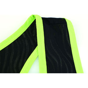Men's Lightweight Black Mesh Tank <b>Top</b> with <b>Neon</b> Green Trim Breathable Sporty Knitted V-Neck Hollow Out Design - Product Image 2