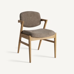 Chaise de salle à manger d'hôtel moderne, fauteuil rembourré en tissu bouclé avec structure en bois pour mobilier de restaurant - Product Image 2
