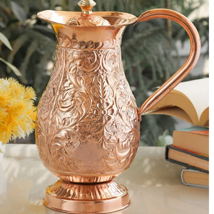 Sleek stainless steel insulated jug features an etched gold rose branch motif and sturdy <b>handle</b>, available at wholesale price. - Product Image 6
