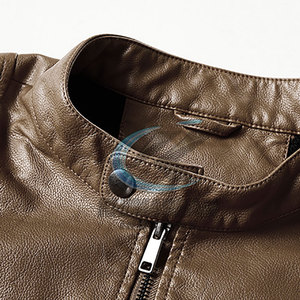 Veste en cuir véritable pour homme automne-hiver - Haute qualité, écologique et respirante avec logo frontal - Product Image 3