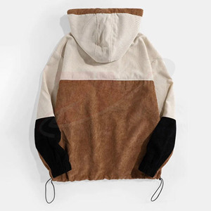 Sudadera con capucha de pana para hombre, estilo colorblock, casual, tipo anorak, ropa de calle, para otoño e invierno - Product Image 2