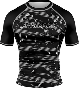 Camiseta de Punto para Hombre, Corte Ajustado, Manga Corta, Cuello Redondo, Color Sólido, Secado Rápido, Negra y Blanca - Product Image 3