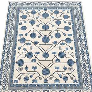 Luxury Hand Knotted NZ Wool Traditional Oushak <b>Rug</b> Blue Floral Eco-Friendly Low <b>Pile</b> Cotton Backing Medium <b>Thickness</b> Area Carpet - Product Image 4