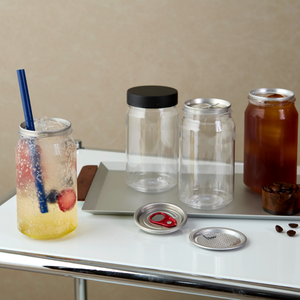 Barattolo in PET da 330ml/500ml con tappo a vite in alluminio, logo personalizzato, design coreano per caffè e bibite - Regali aziendali, uso esterno - Product Image 1