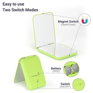 1X/3X Magnification LED <b>Compact</b> Travel Makeup <b>Mirror</b> Pocket 2-Sided Portable Folding Handheld Light Purse - Product Image 4