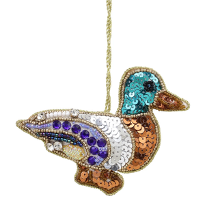 Ornement d'oiseau perlé, décoration en tissu vintage, accessoire suspendu tendance - Product Image 4