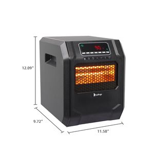 Riscaldatore domestico HT1188N da 1500W con 4 tubi al quarzo neri in stile digitale, include ventola in metallo - Nero - Product Image 6