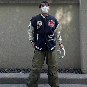 Custom Turn-down Collar Varsity <b>Jacket</b> Graffiti Embroidered Woven <b>men</b> <b>Baseball</b> <b>Jacket</b> for <b>men</b> Single Package Included - Product Image 4