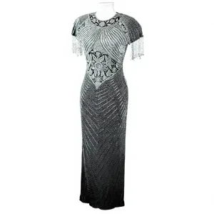 Vestido de Noche Largo sin Mangas, Estilo Moderno y Lujoso, Hecho a Mano, con Bordado, para Mujer, Informal, de Fiesta, Formal, de Cóctel, Talla Grande, con Cuentas - Product Image 1