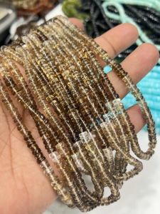 Perles de pierres précieuses de haute qualité pour la fabrication de bijoux, 17 pouces, quartz fumé naturel ombré, forme Heishi lisse, taille 6-7 mm - Product Image 5