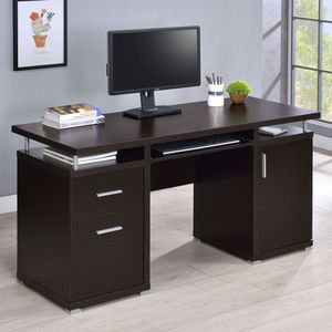Scrivania per Computer Rochelle Cappuccino con 2 Cassetti per Uso Ufficio - Product Image 1