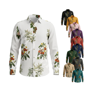 เสื้อเชิ้ตแขนยาวพิมพ์ลายตามสั่ง 100% โพลีเอสเตอร์ สำหรับผู้ชาย สไตล์ลำลอง ติดกระดุม ลายผลไม้และใบไม้สีสันสดใส เหมาะสำหรับใส่ไปชายหาด - Product Image 1