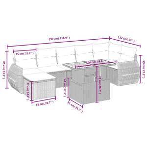 Ensemble de canapés de jardin en rotin gris 6 places, mobilier d'extérieur avec rangement, design contemporain - Product Image 3