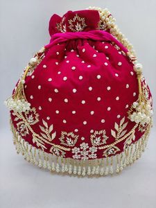 กระเป๋าถือปักลายประดับลูกปัดแบบรูดเชือก กระเป๋า Potli สำหรับงานเลี้ยงตอนเย็น กระเป๋าถือเจ้าสาวงานแต่งงาน กระเป๋าใส่เครื่องประดับและเครื่องสำอาง - Product Image 6