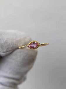 Anillo Sofisticado de Zafiro Rosa, Plata de Ley 925, Chapado en Oro de 14K, Zafiro Tallado en Forma de Pera, Anillo de Compromiso Vintage, Regalo - Product Image 4