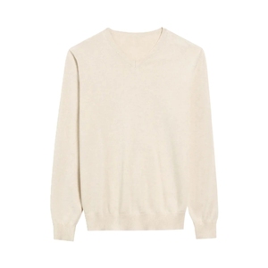 Pull en tricot à col en V pour homme, taille oversize, manches longues, couleur unie, pull de haute qualité, respirant, décontracté, pour l'automne - Product Image 1