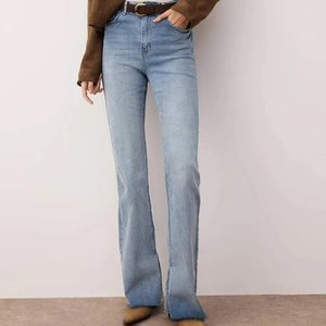 Wholesale <b>bootcut</b> jeans women mid rise jeans stretch jeans casual denim pants private label low moq export - Product Image 3