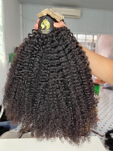 Vente chaude 100% Extension de cheveux humains bruts mongols Double tirage Afro Kinky Curly Bundle avec Kératine Tip Curl Style - Product Image 2