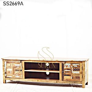 SUREN SPACE Meuble TV rustique en bois massif fait main SS2669, design antique de ferme, meubles de salon en provenance du Rajasthan - Product Image 1