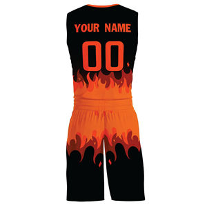 Ensembles d'uniformes de basketball unisexes d'été à col en V et manches courtes, 100 % polyester, imprimés par sublimation, service OEM, séchage rapide, respirants - Product Image 3