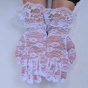 Gants en dentelle blancs tendance pour femmes, vente en gros, avec logo brodé, gants en dentelle à doigts complets pour dames - Product Image 2
