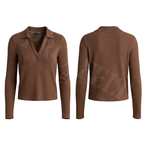 Camiseta Polo de Manga Larga con Cuello en V y Diseño de Logotipo Personalizado para Hombre, Tallas Grandes, Estilo Casual, Elegante y Moderno para la Playa - Product Image 2