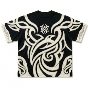 Camiseta Oversize de Alta Calidad para Hombre, Estilo Panel en Contraste, Manga Corta, Cuello Redondo, Estampada, Estilo Urbano - Product Image 2
