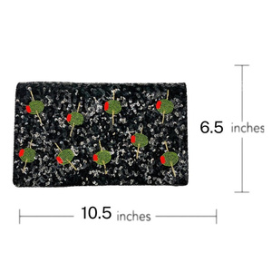 Pochette de soirée artisanale à sequins et perles pour femme, motif olive, sac à bandoulière de créateur, fournisseur - Product Image 3