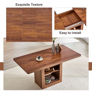 Set Tavolo da Pranzo Allungabile in MDF Noce 59-71 Pollici con 6 Sedie Comode in Tessuto Tecnologico - Product Image 6